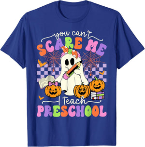 Halloween Teacher You Can't Scare Me I Teach Preschool T-Shirt - T-Shirt | Royal
