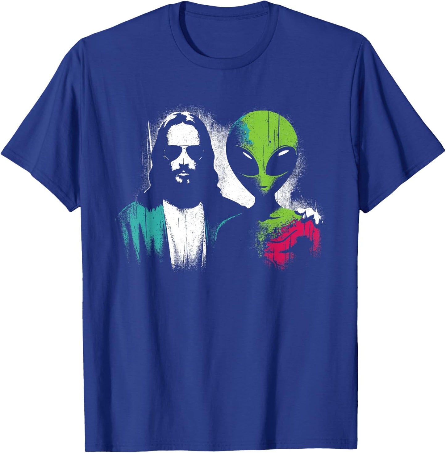 Jesus Alien Friends - Funny Christian Religious Alien UFO T-Shirt - T-Shirt | Royal