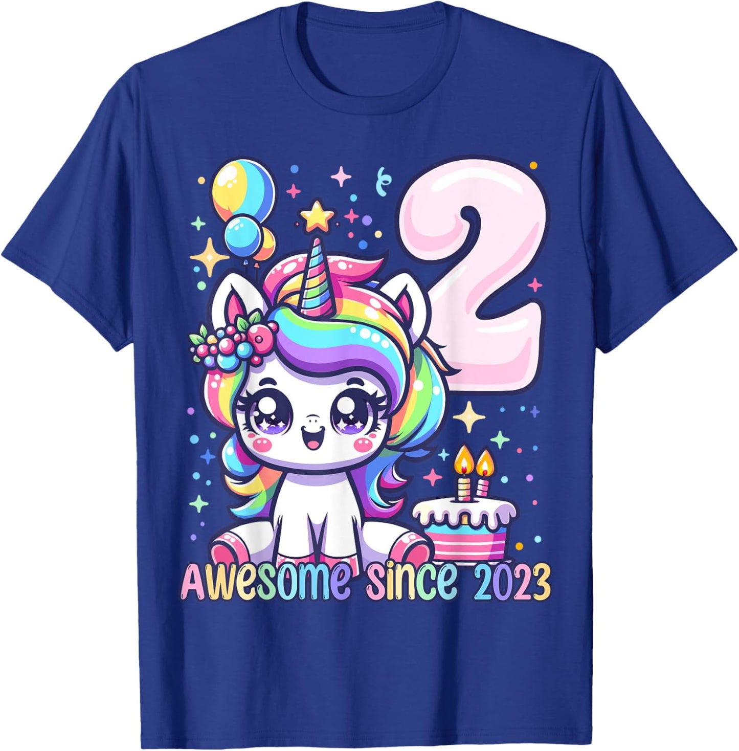 Unicorn 2nd Birthday 2 Year Old Unicorn Party Girls Outfit T-Shirt - T-Shirt | Royal