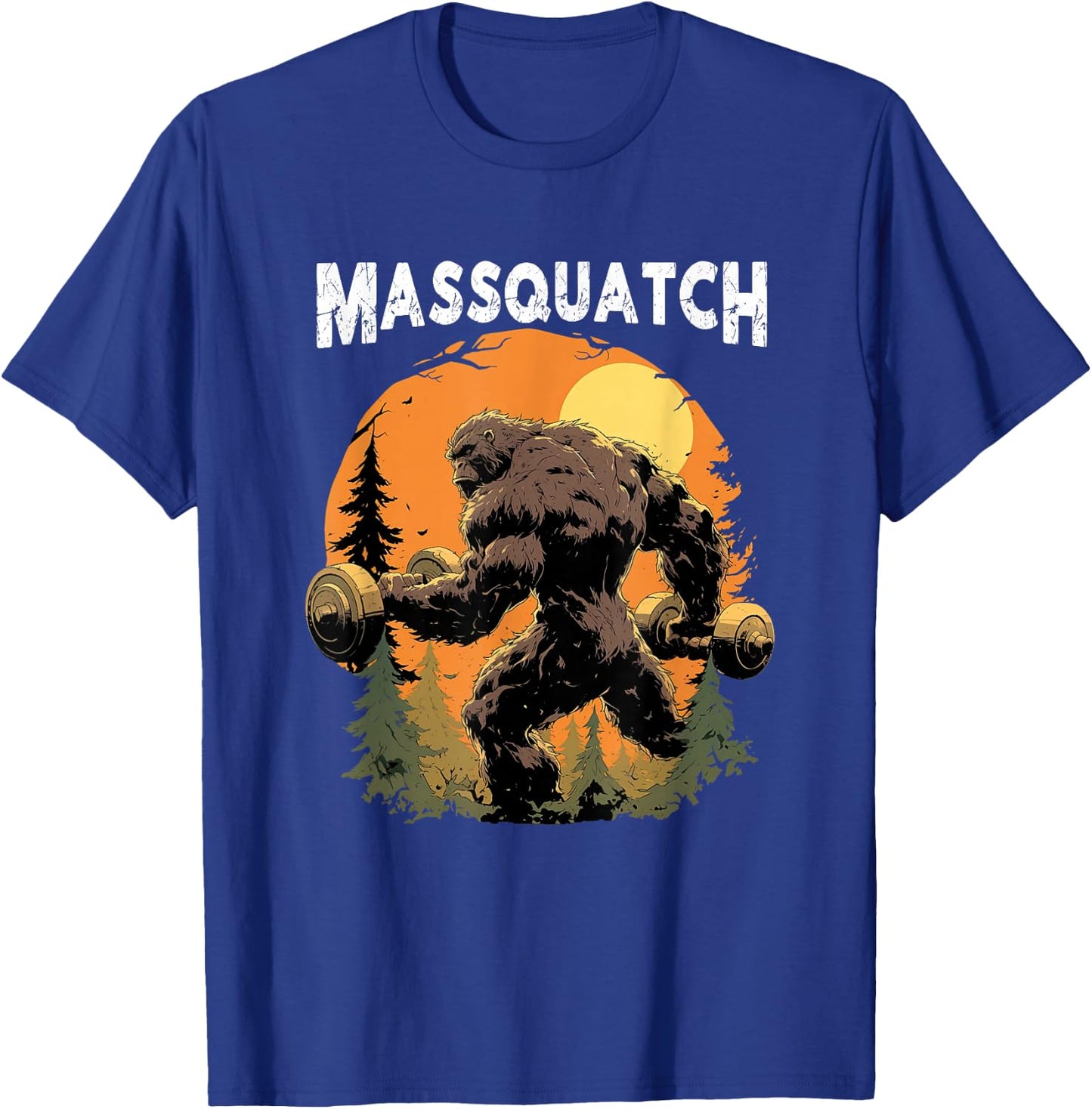 Hairy Animal Workout Merch Bigfoot Massquatch Funny Sasquatch Workout Gym Weightlifter T-Shirt - T-Shirt | Royal