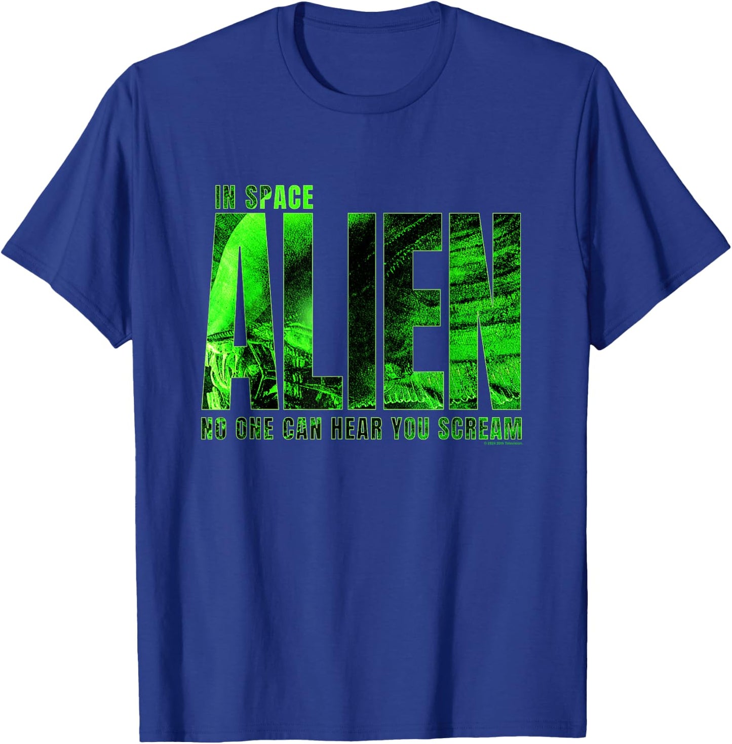 Aliens In Space No One Can Hear You Scream Chest Text Logo T-Shirt - T-Shirt | Royal