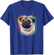 Men Woman Colorful Watercolor Pug T-Shirt - T-Shirt | Royal