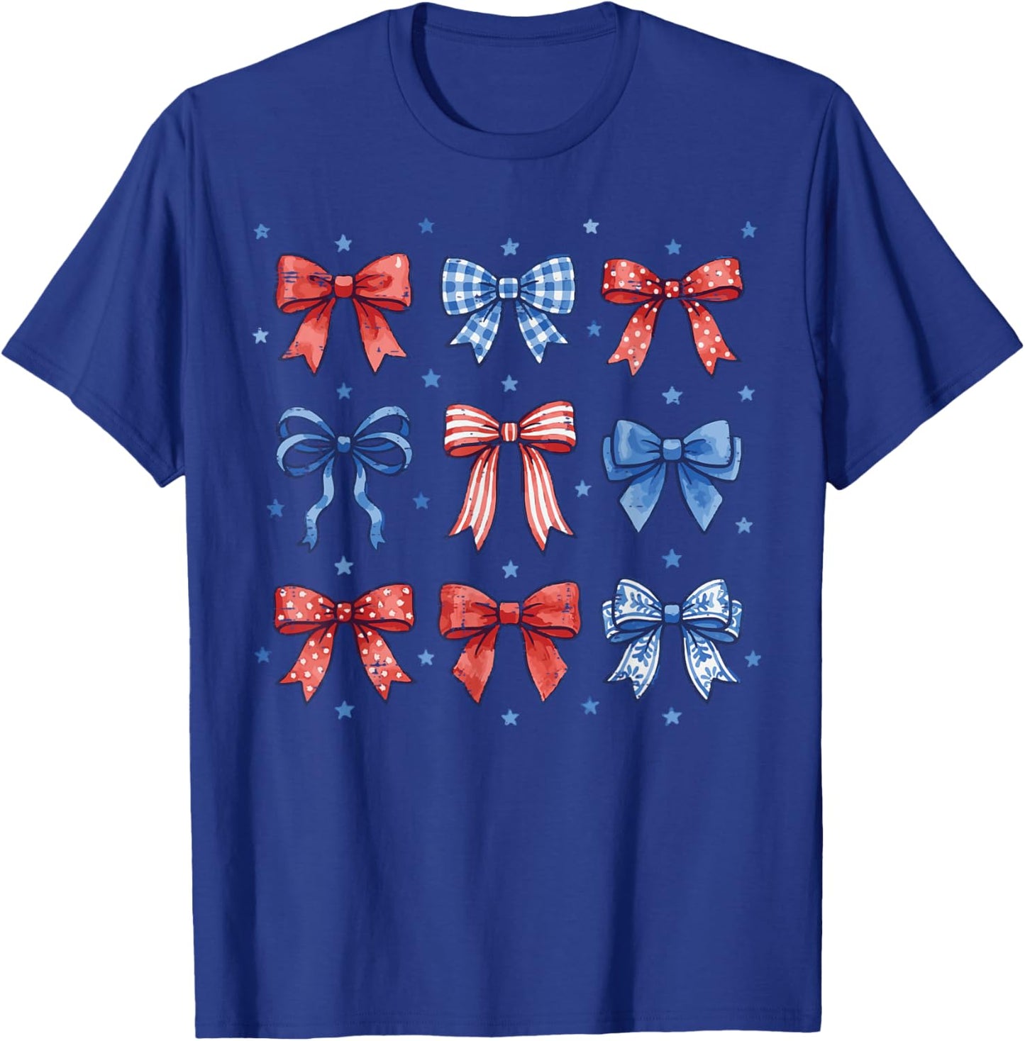 4th of July Bow Coquette Stars Stripes Girls Kids Toddler T-Shirt - T-Shirt | Royal