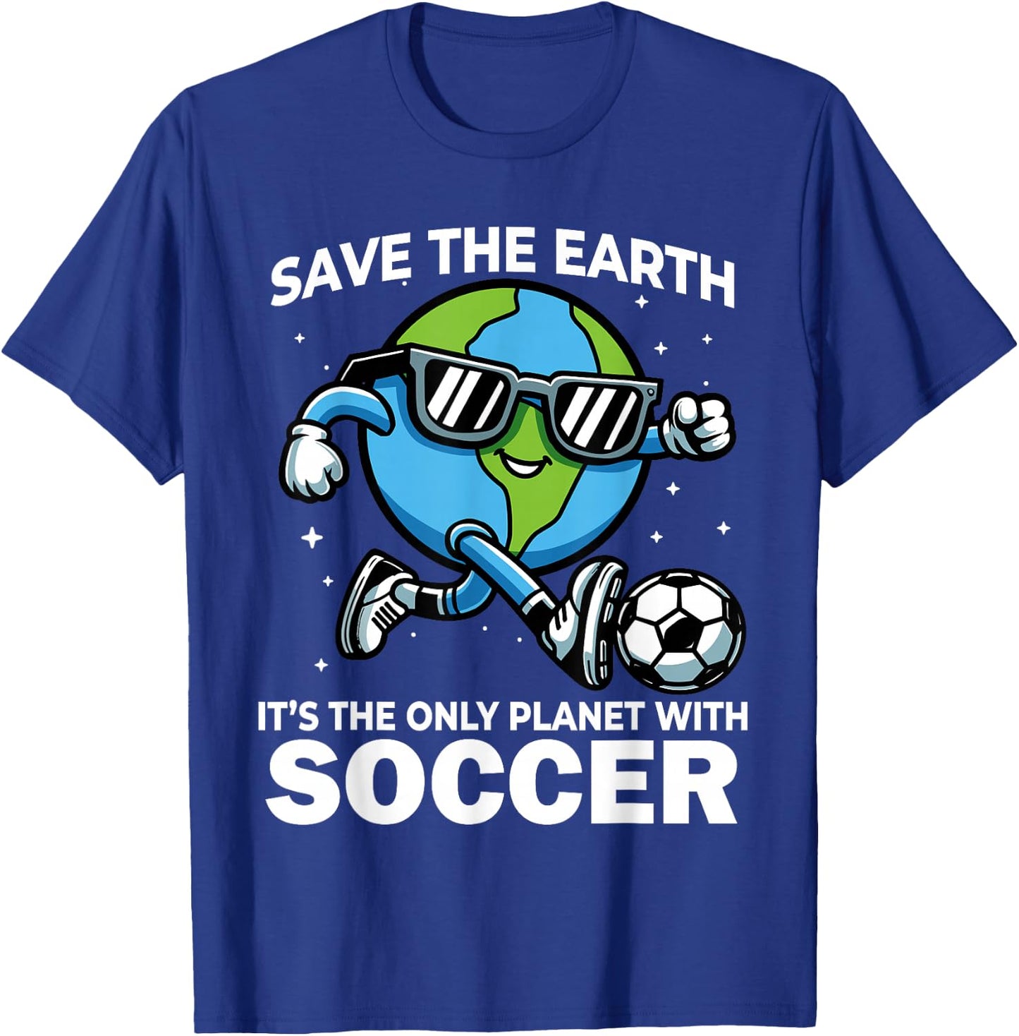 Save Earth Soccer Design - Funny Earth Day T-Shirt - T-Shirt | Royal