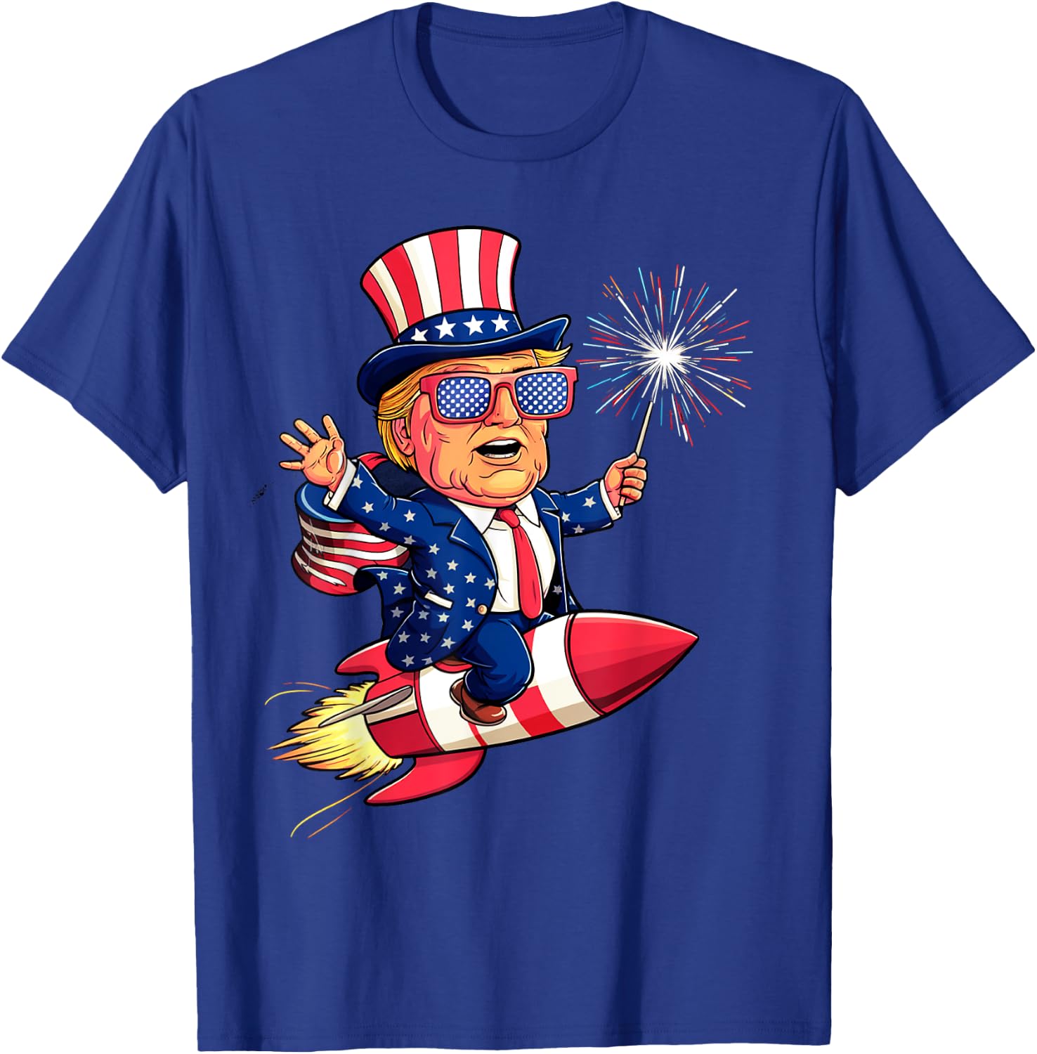 Donald TRUMP 2024 Happy 4th Of July Trump American Flag Women Men T-Shirt - T-Shirt | Royal