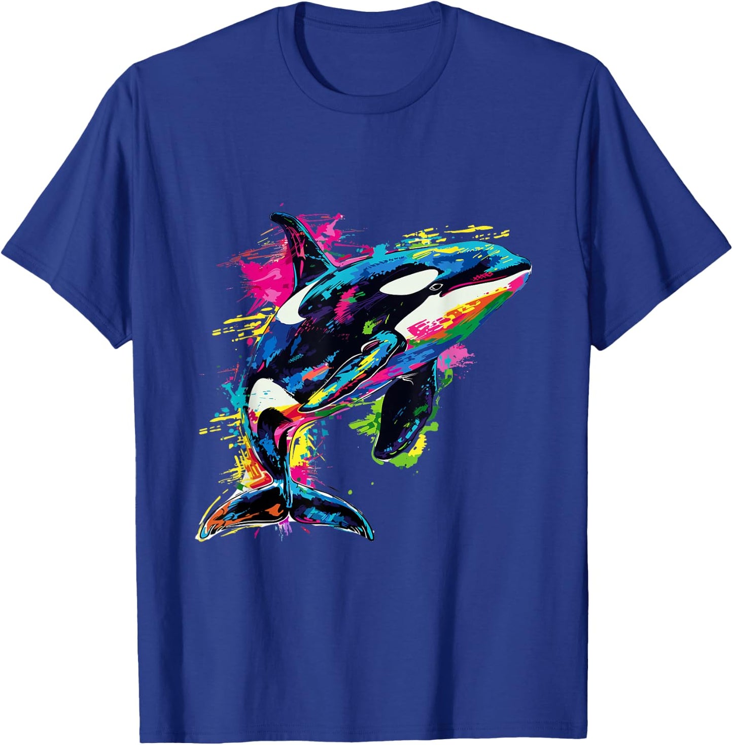 Orca Whale Pop Art Colorful Graphic T-Shirt - T-Shirt | Royal