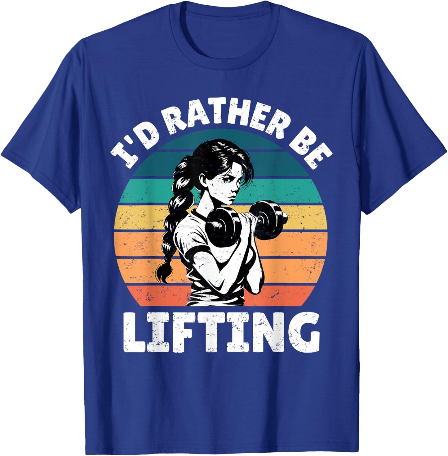 I'd Rather Be Lifting Funny Gym Vintage Sunset Fitness T-Shirt - T-Shirt | Royal