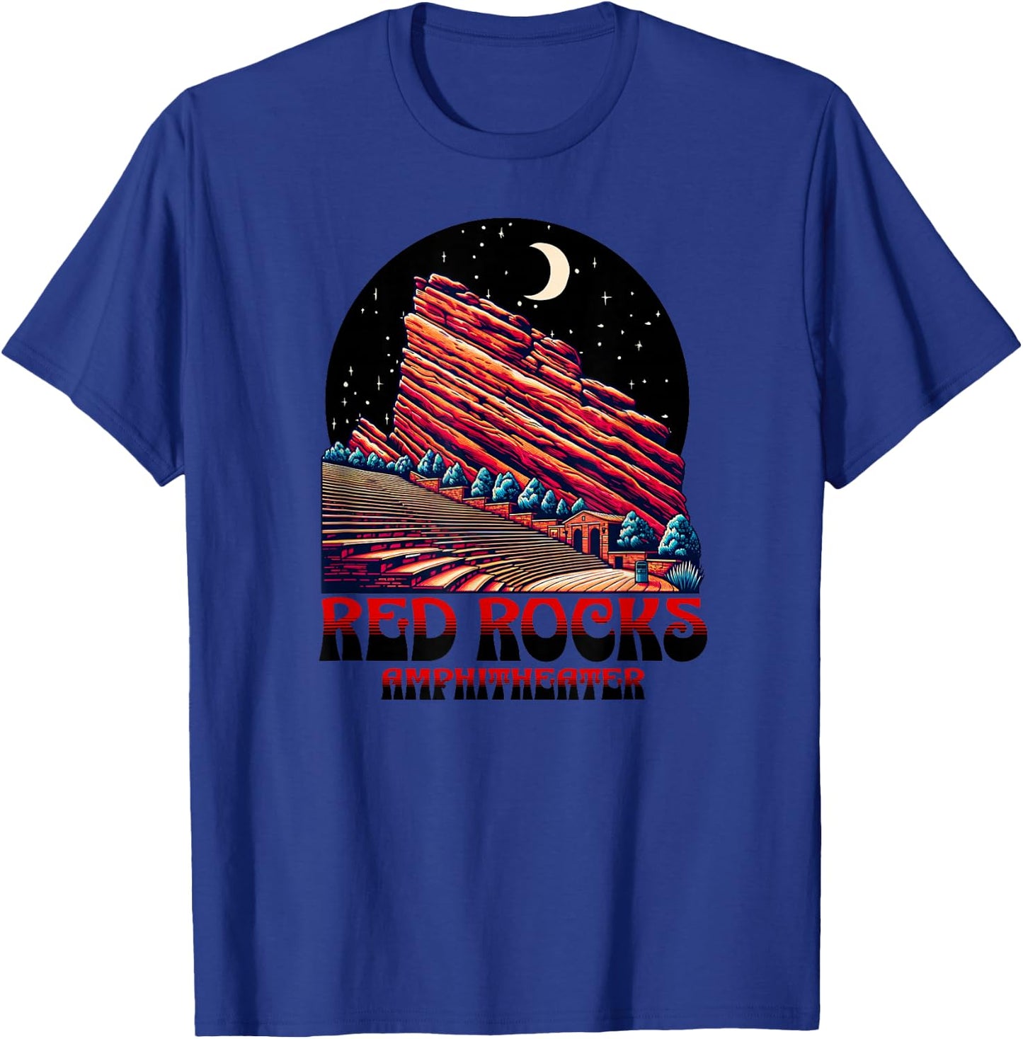 Red Rocks Amphitheater & the Moon - Morrison Colorado T-Shirt - T-Shirt | Royal
