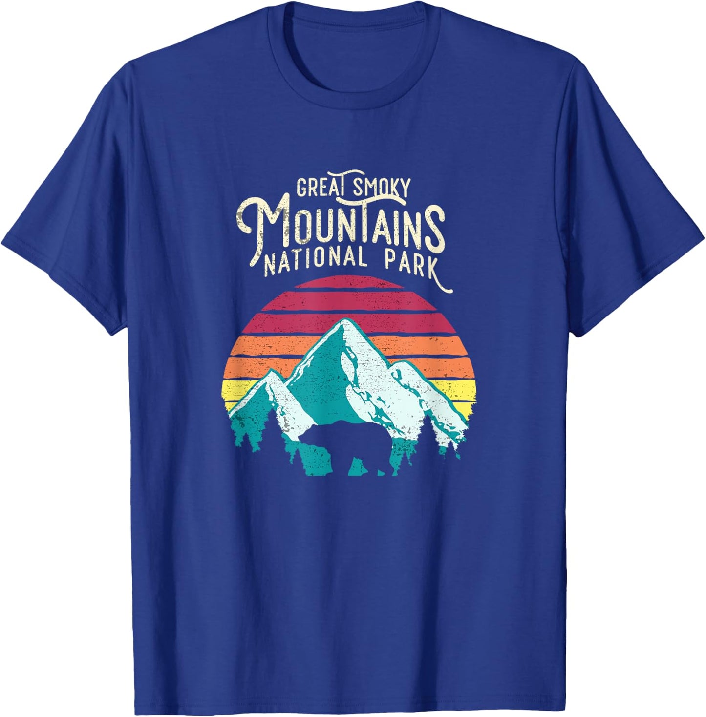 Vintage Great Smoky Mountains National Park Bear T Shirt T-Shirt - T-Shirt | Royal