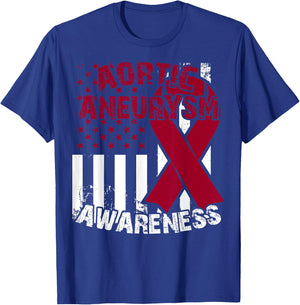 Burgundy Awareness Ribbon - Aortic Aneurysm T Shirt T-Shirt - T-Shirt | Royal