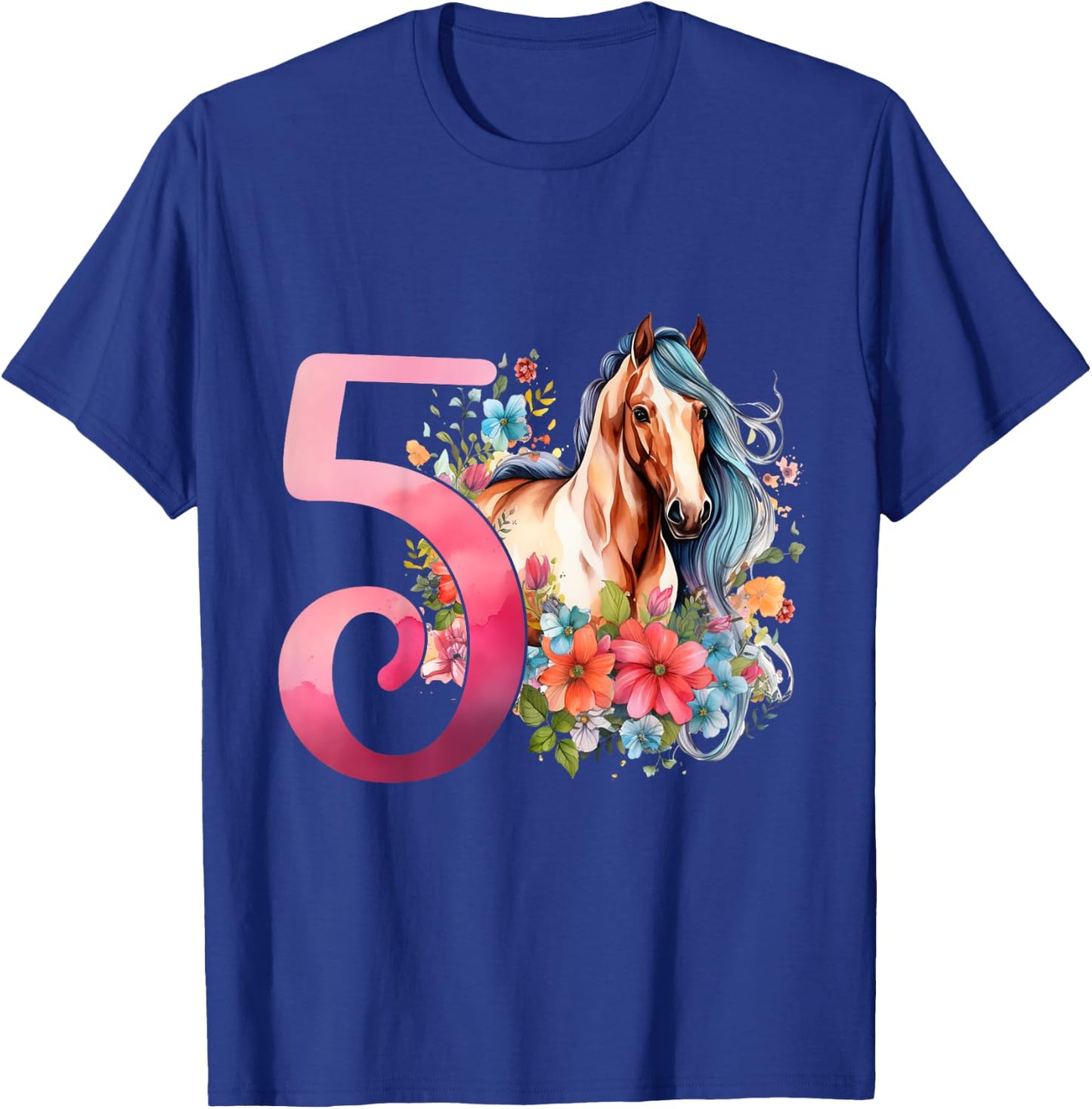 5th Birthday Horse Girl 5 Years Five Finally 5 Birthday T-Shirt - T-Shirt | Royal