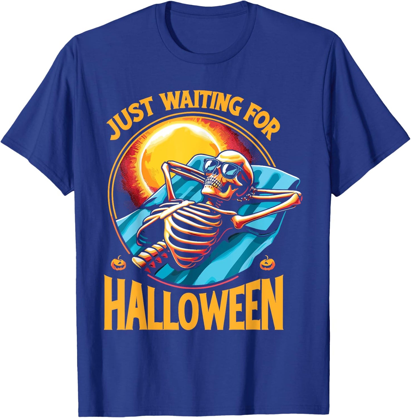 Just Waiting For Halloween Summerween Skeleton Beach T-Shirt - T-Shirt | Royal