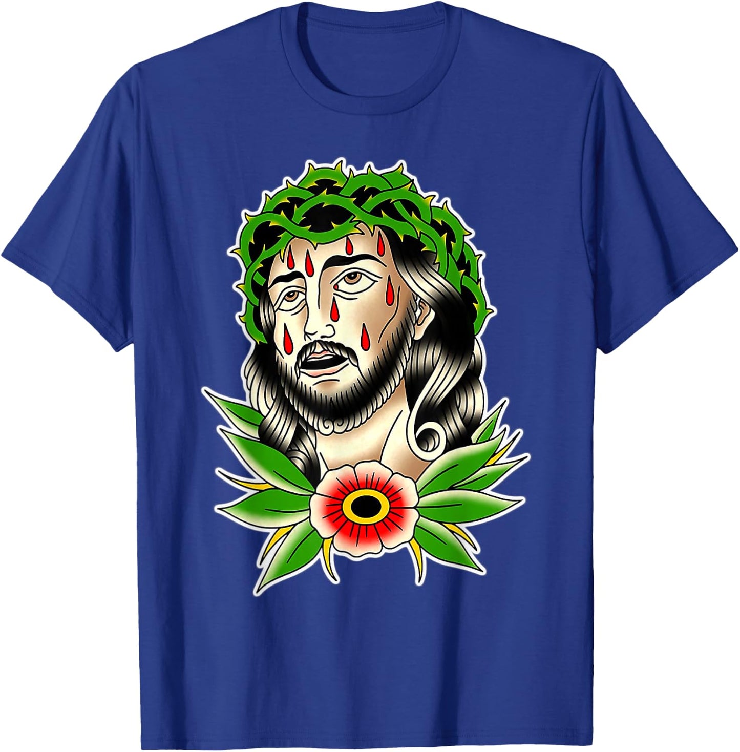 Jesus Christ Traditional Tattoo Flash T-Shirt - T-Shirt | Royal