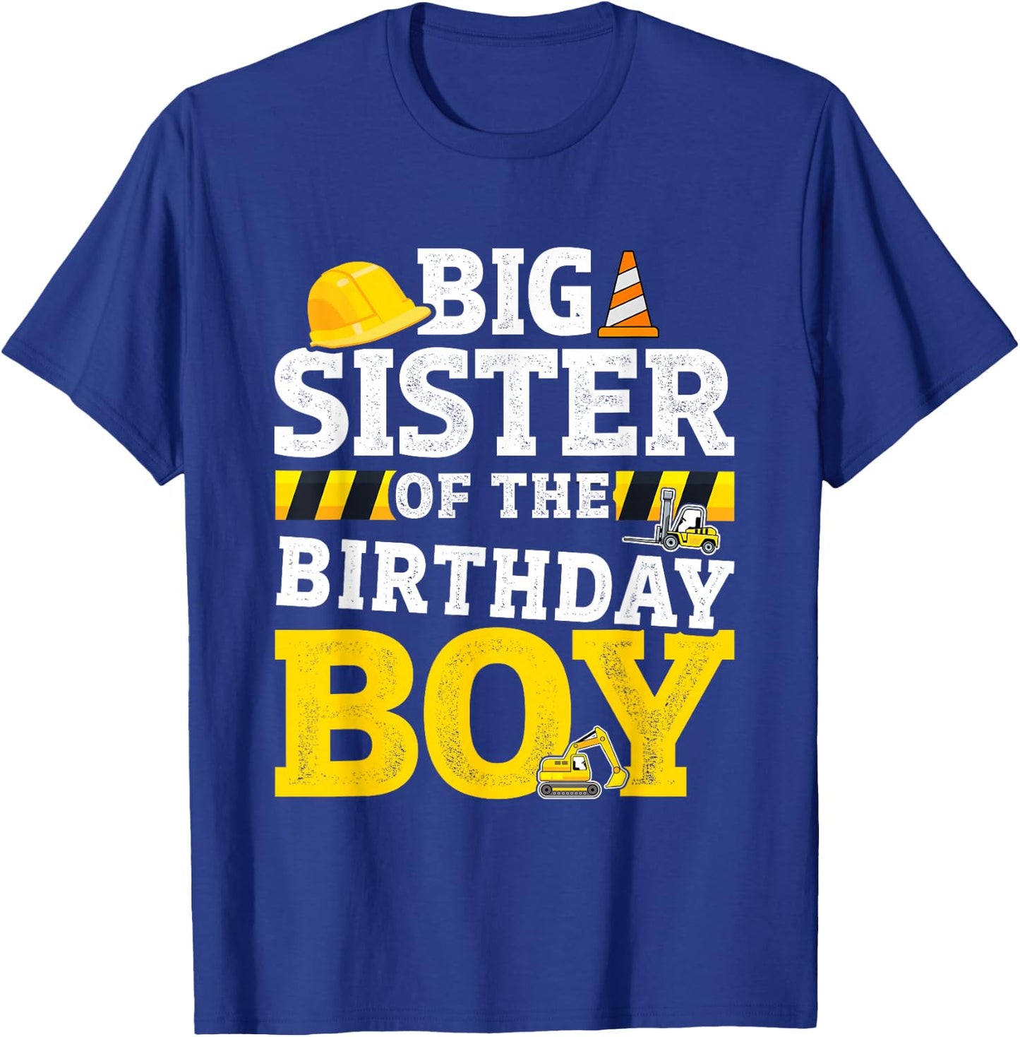 Big sister birthday boy matching family construction party T-Shirt - T-Shirt | Royal