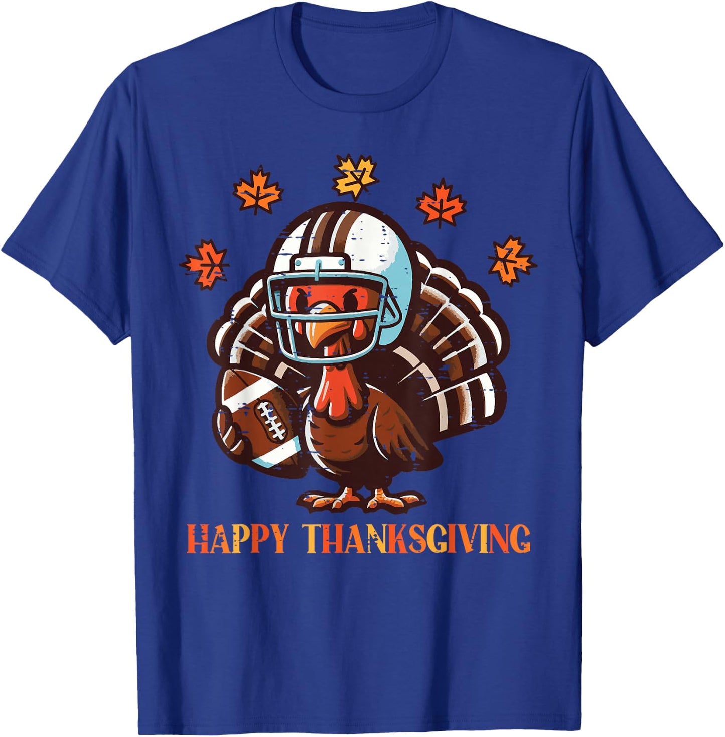 Happy Thanksgiving American Football Turkey Men Boys Kids T-Shirt - T-Shirt | Royal