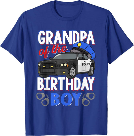 Grandpa Of The Birthday Boy Policeman Officer Party T-Shirt - T-Shirt | Royal
