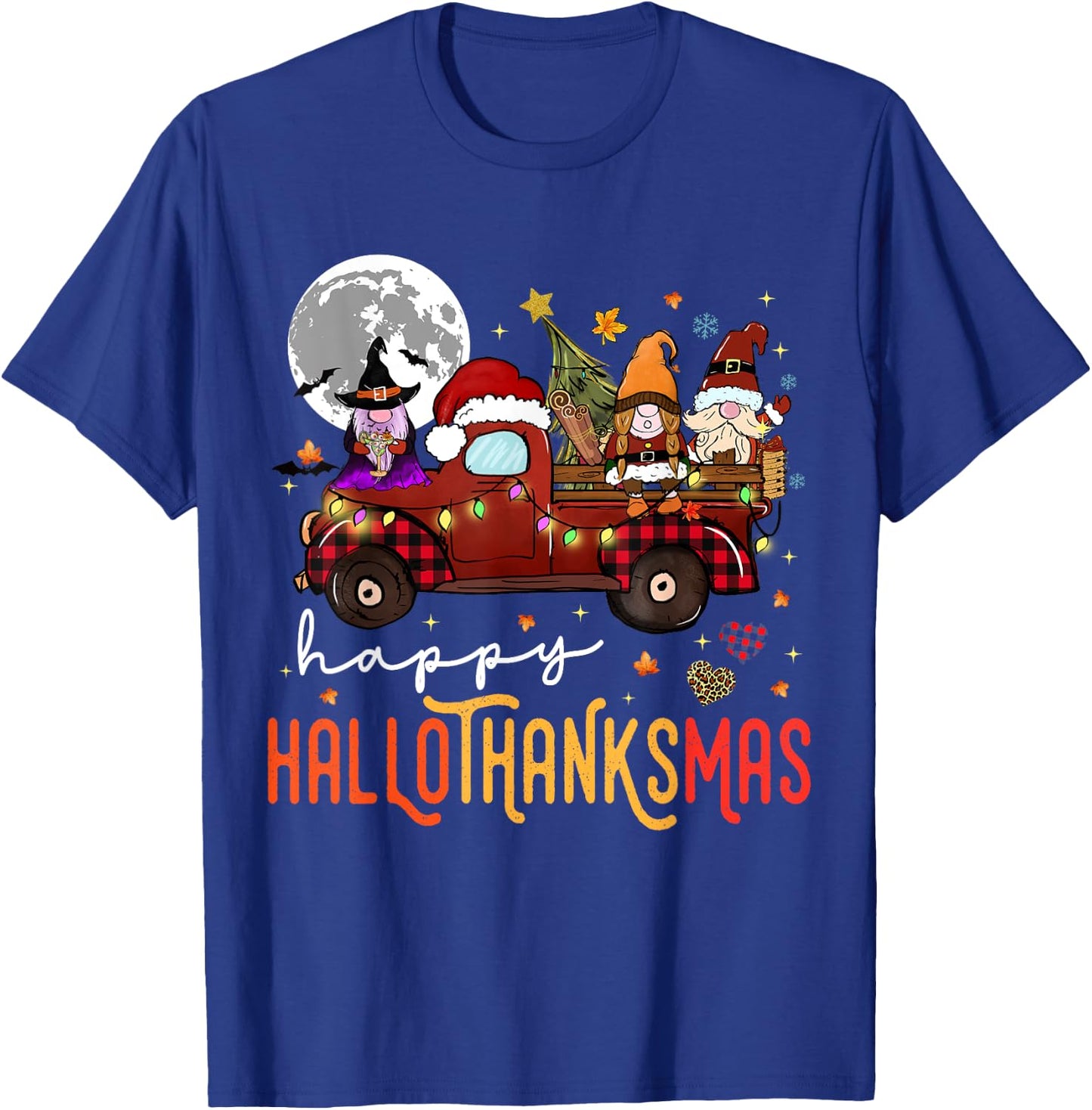 Funny Hallowthanksmas Gnome Christmas T-Shirt - T-Shirt | Royal