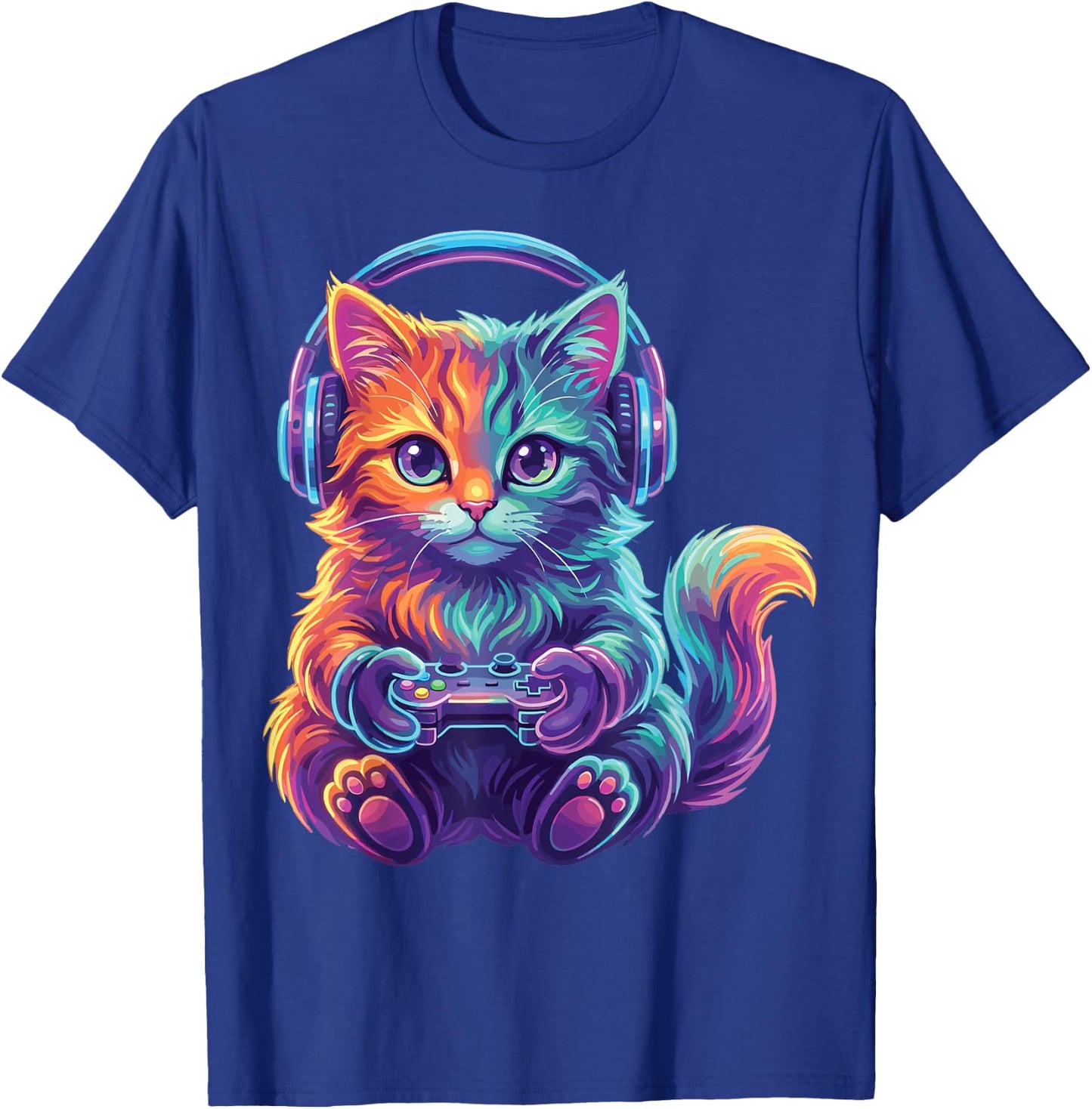 Funny Gaming Video Game Cat Boys Teen Men Girls T-Shirt - T-Shirt | Royal