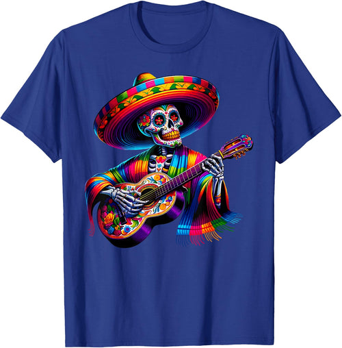 Funny Cinco De Mayo Skeleton Skull Fiesta Sombreros Guitar
