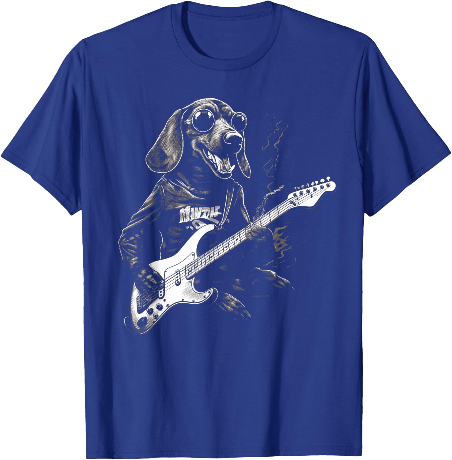 Dachshund Playing Guitar Funny Music Lover Dog Design T-Shirt - T-Shirt | Royal