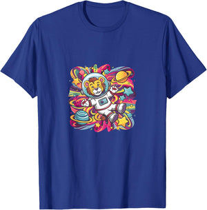 Kids Cute Astronaut Lion in Space Funny Planetary Kids T-Shirt - T-Shirt | Royal