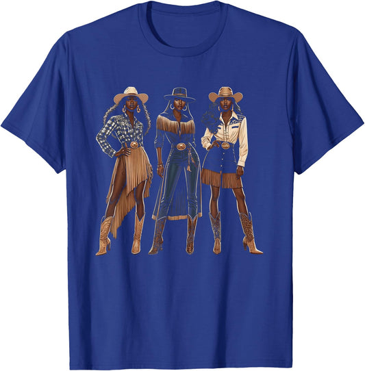 Black Cowgirl Western Rodeo Melanin Black History Texas T-Shirt - T-Shirt | Royal