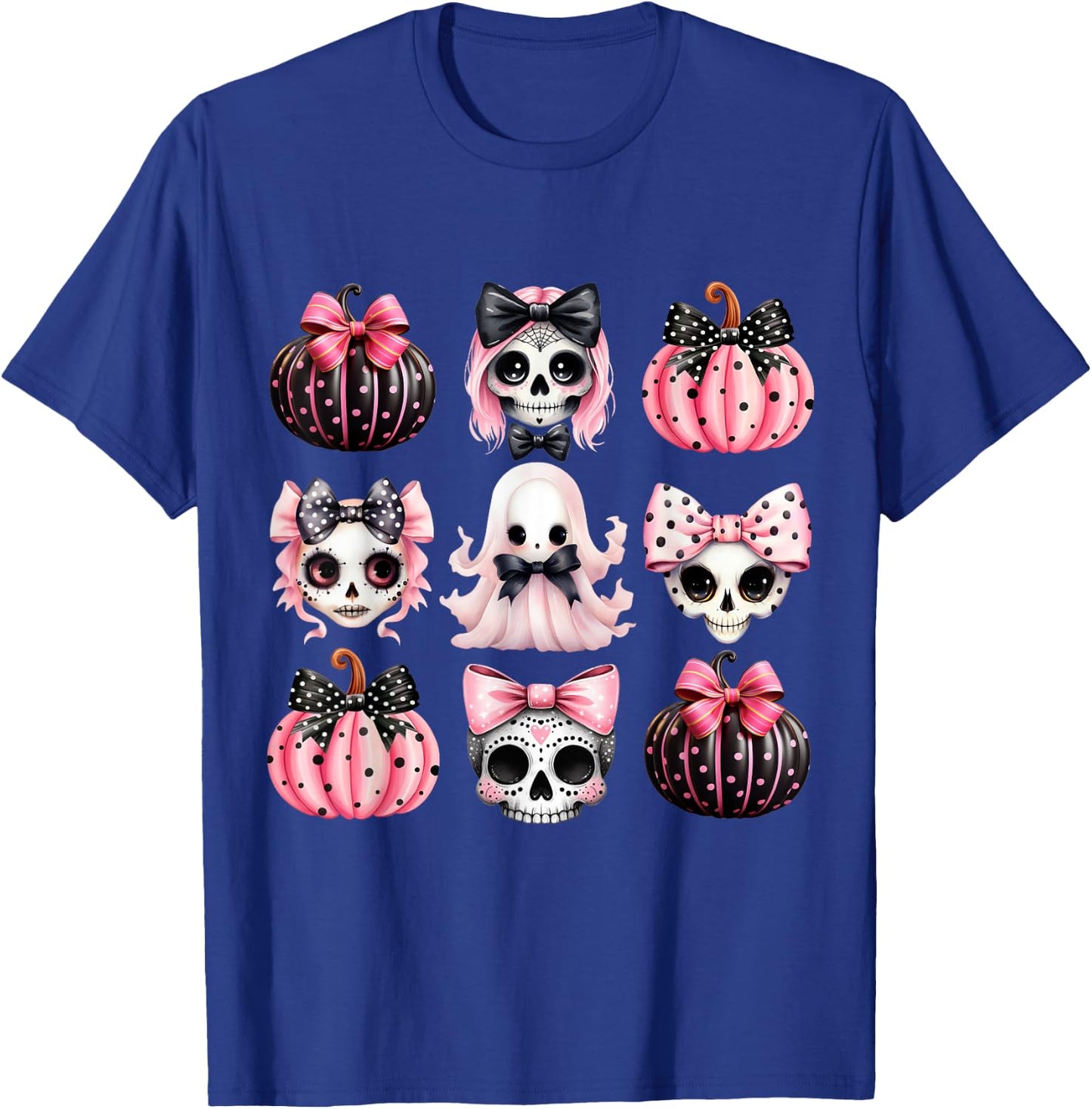 Cute Coquette Halloween Bows Black Pink Halloween Girl Women T-Shirt - T-Shirt | Royal