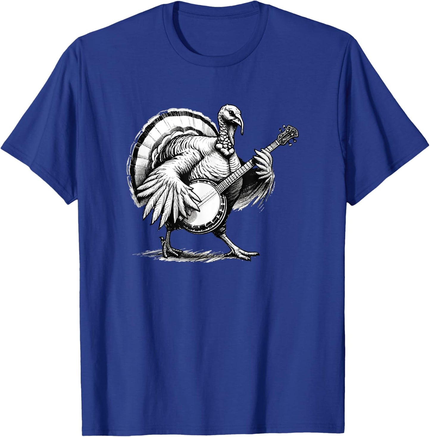 Turkey Playing Banjo, Banjo Player T-Shirt - T-Shirt | Royal