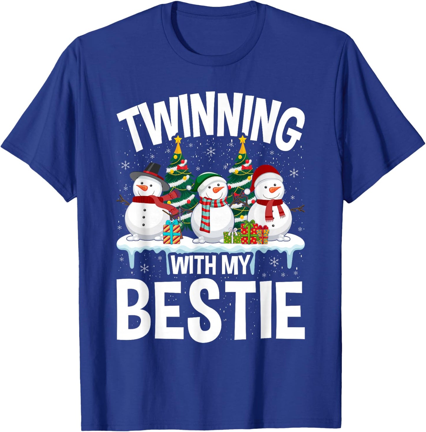 Twinning With My Bestie Xmas Snowman Matching Christmas Kids T-Shirt - T-Shirt | Royal