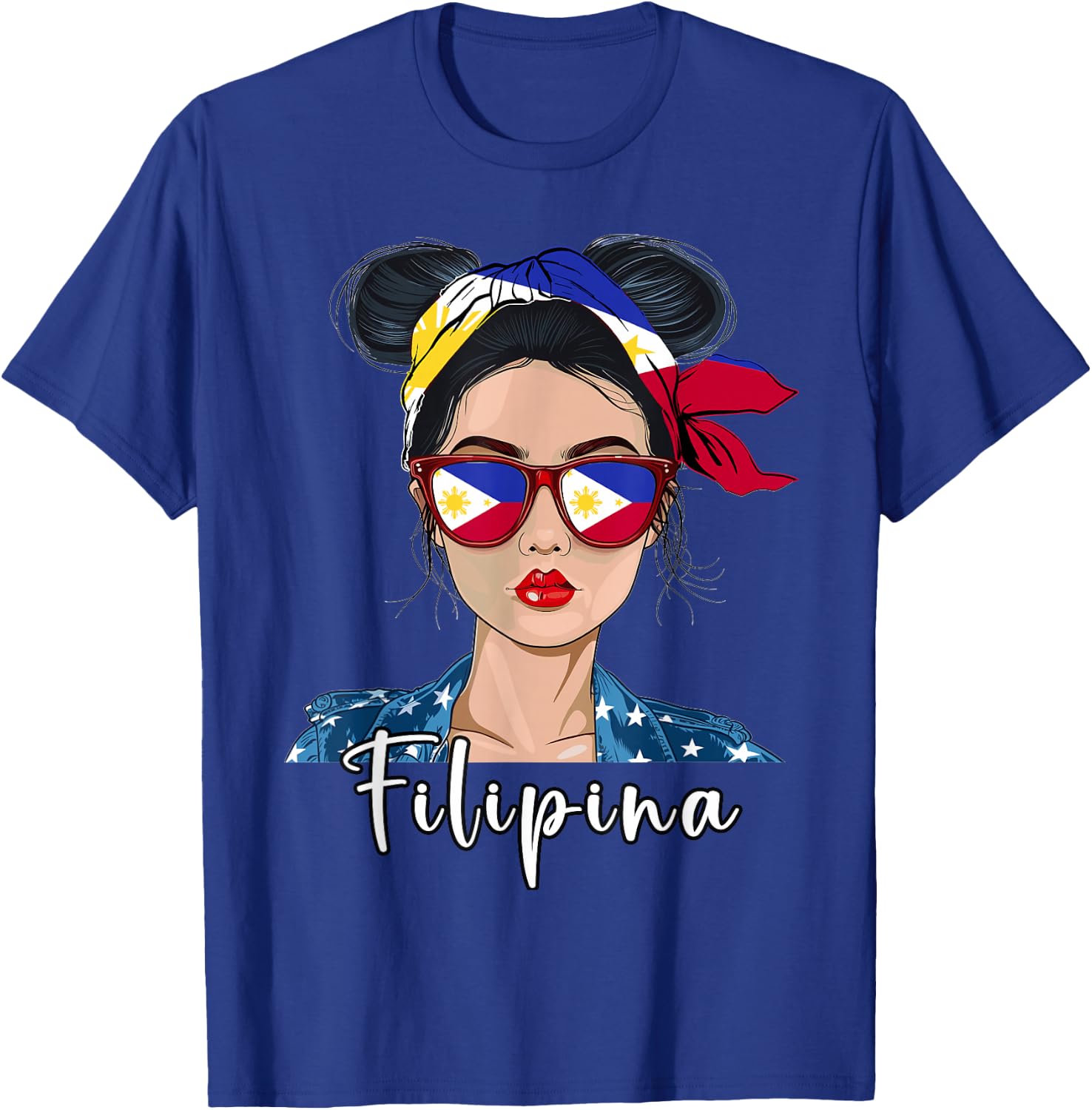 Filipina Flag Souvenirs Woman Uniform Girl Hat Philippines T-Shirt - T-Shirt | Royal