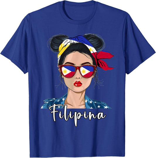 Filipina Flag Souvenirs Woman Uniform Girl Hat Philippines T-Shirt - T-Shirt | Royal