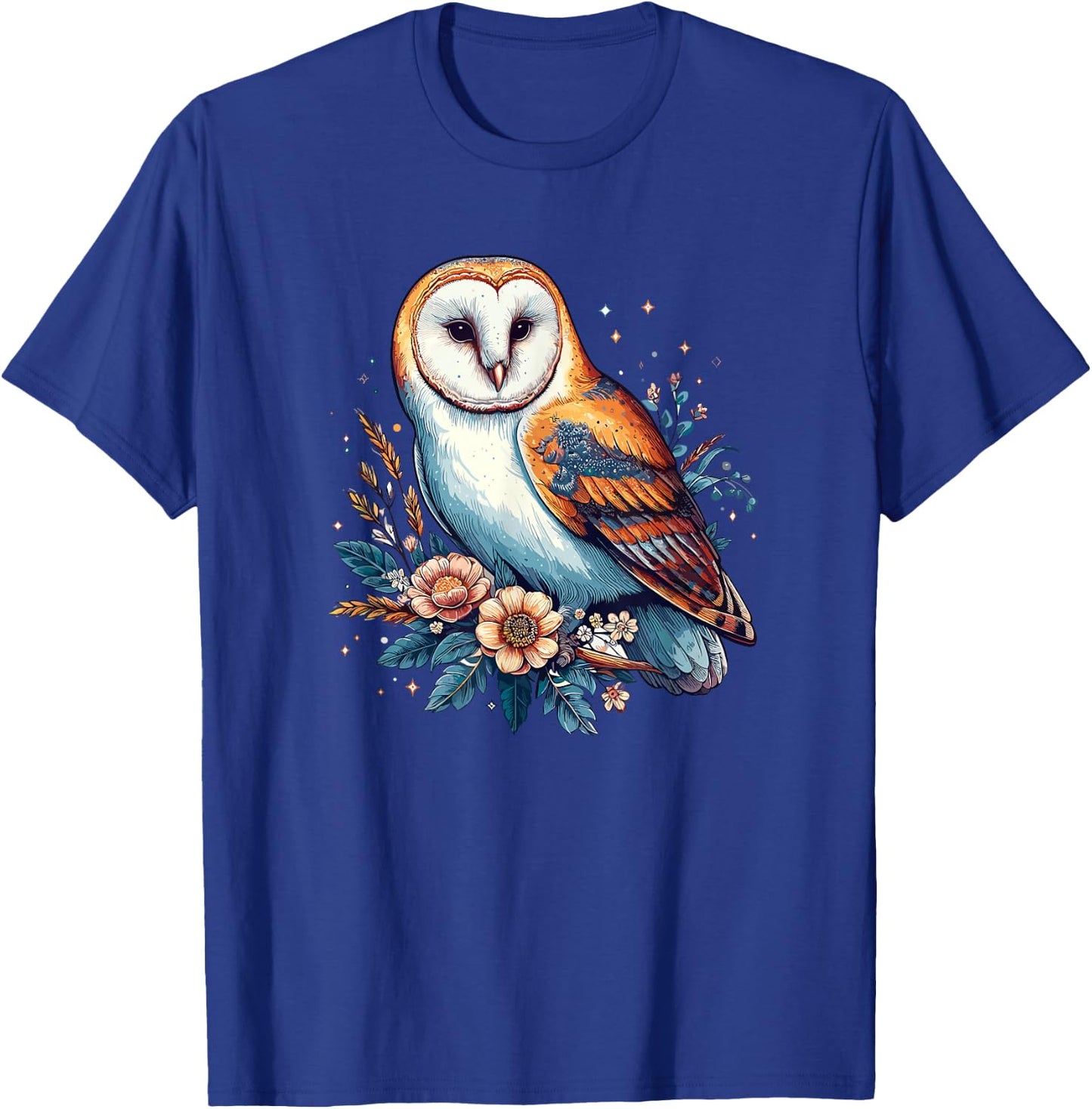 Girls Nature Flowers Barn Owl Art Lover T-Shirt - T-Shirt | Royal