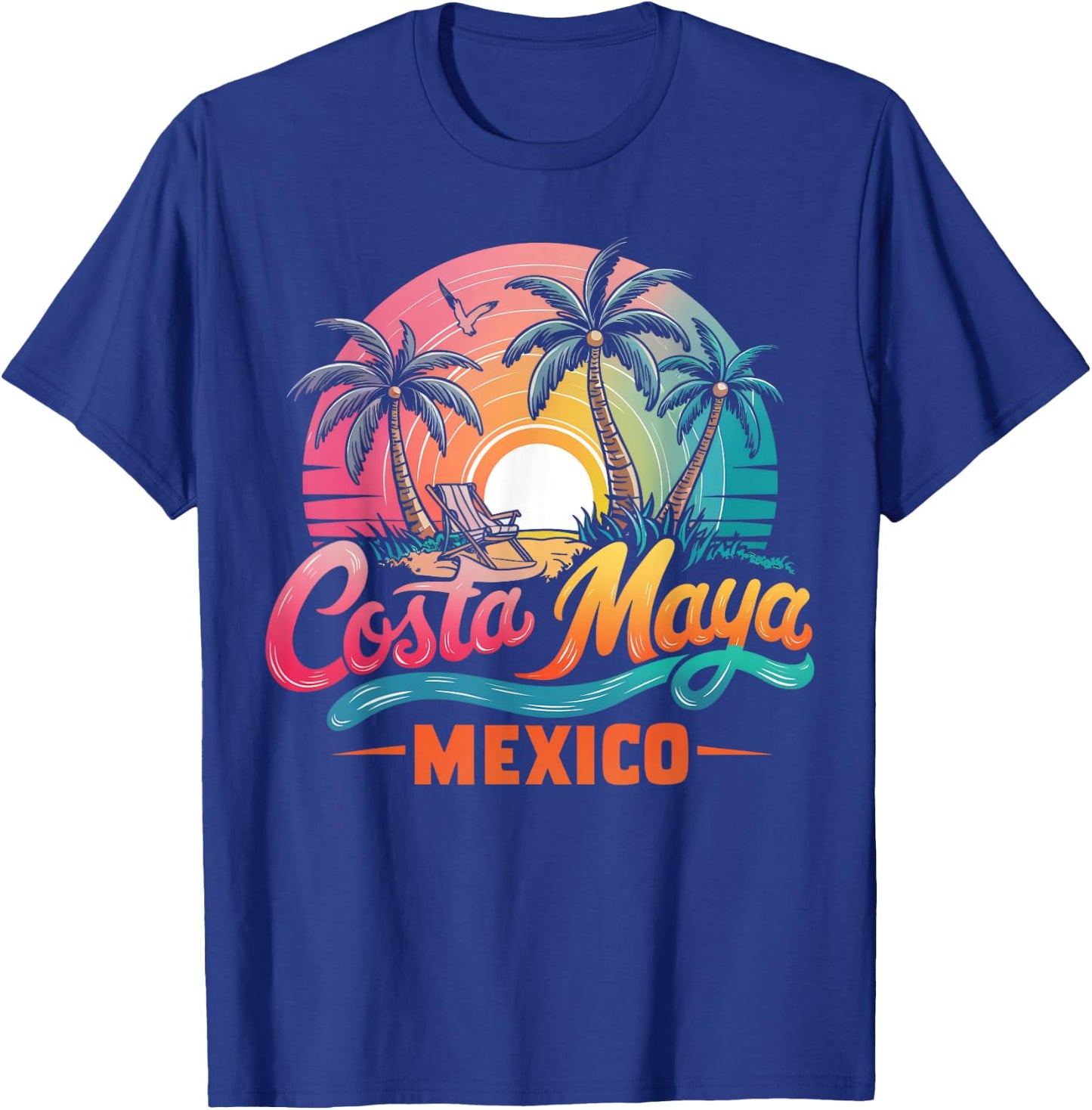 Costa Maya Mexico Tropical Sunset beach Souvenir Vacation Men Women Girls Kids T-Shirt - T-Shirt | Royal