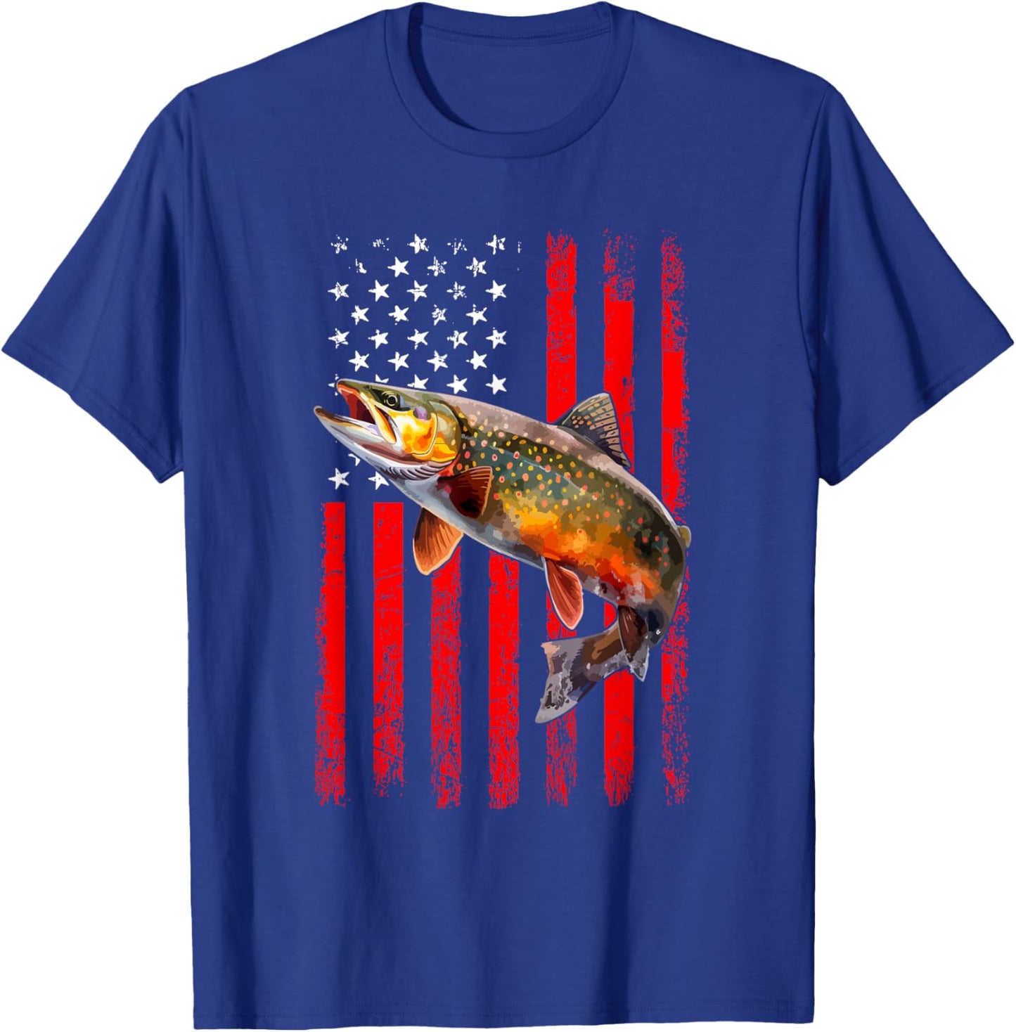 Speckled Brook trout American flag Fishing T-Shirt - T-Shirt | Royal