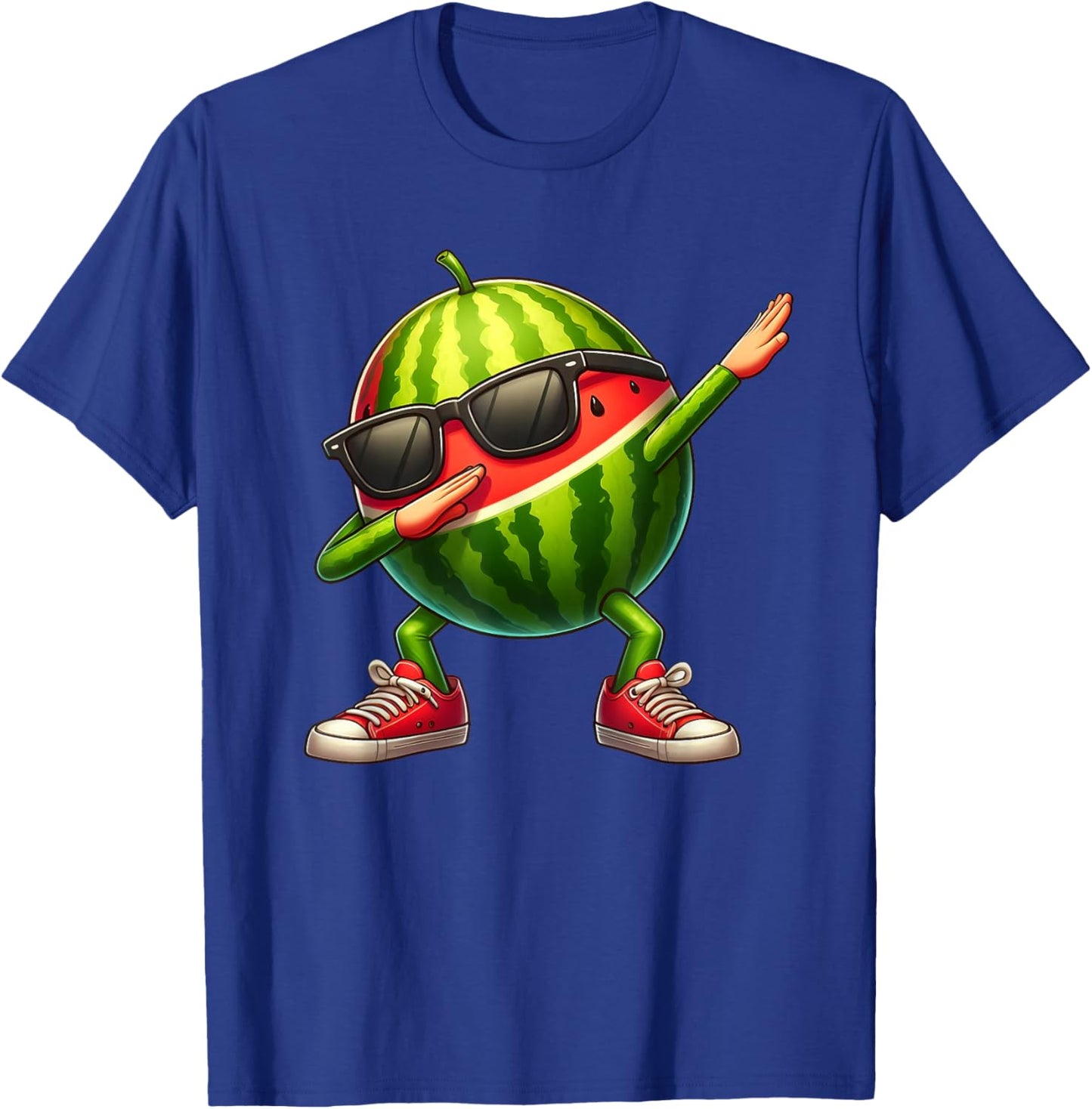 Watermelon Dabbing In Ninja Style Funny Watermelon Graphic T-Shirt - T-Shirt | Royal