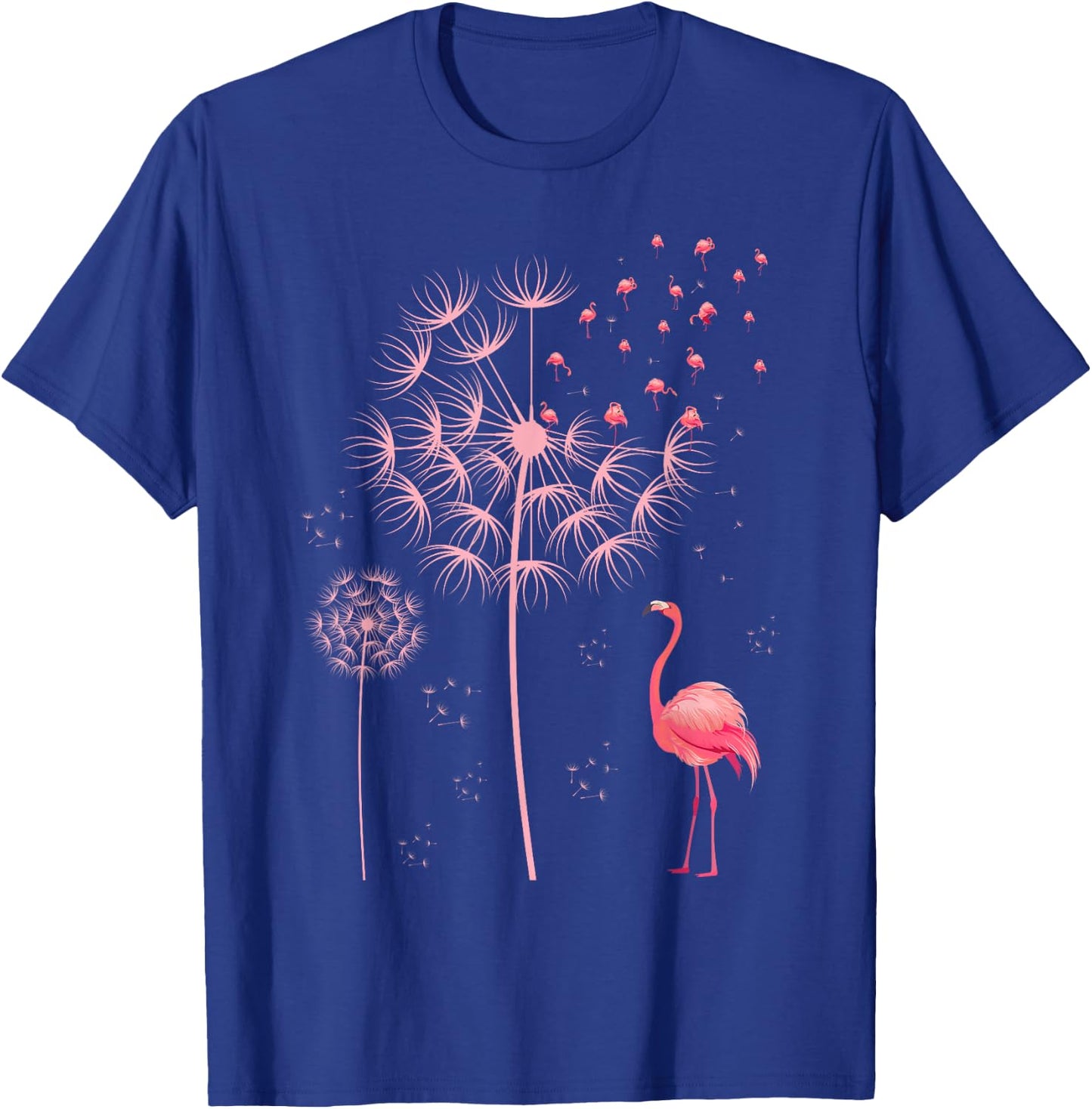 Flower Dandelion Exotic Animal Tropical Bird Pink Flamingo T-Shirt - T-Shirt | Royal