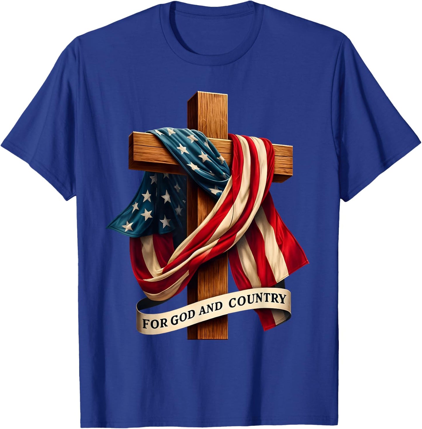 For God and Country Cross Christian Patriotic Jesus Lovers , Small, Black T-Shirt - T-Shirt | Royal