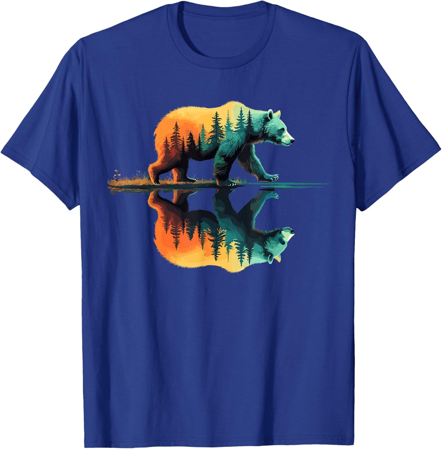 Nature Forest Mountains Trees Wildlife Bear T-Shirt - T-Shirt | Royal