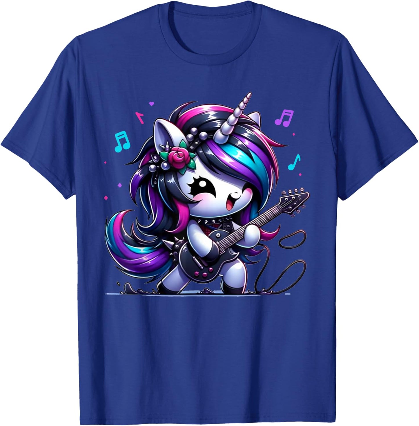 Unicorn Rock & Roll Guitar Rockin Music Guitarist Girl Women T-Shirt - T-Shirt | Royal