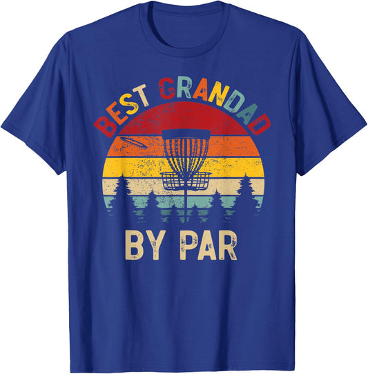 Best Grandad By Par Vintage Disc Golf Father's Day T-Shirt - T-Shirt | Royal