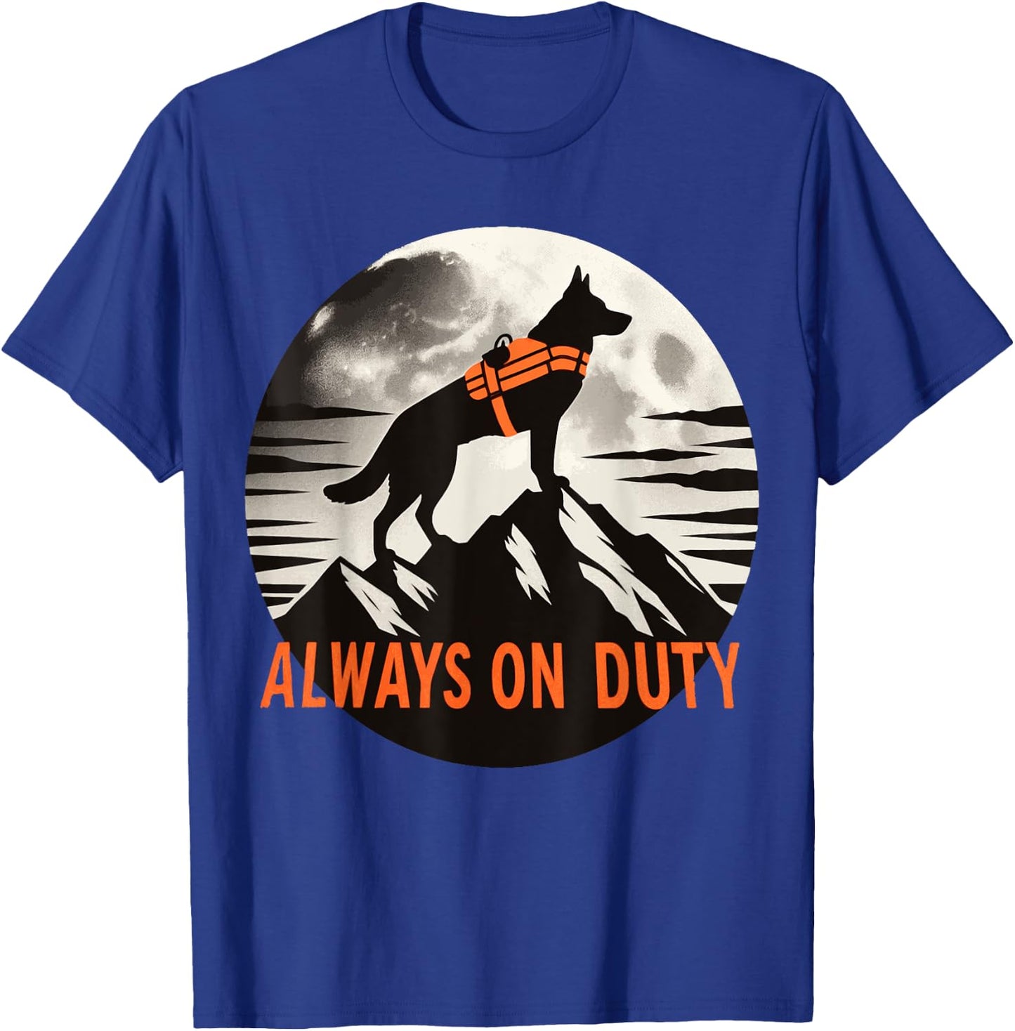 Search and Rescue Dog Silhouette Always on Duty Mountain Women Kids T-Shirt - T-Shirt | Royal