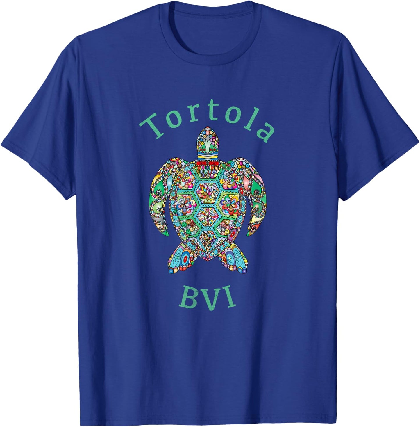 Tortola, British Virgin Islands Tribal Turtle Gift T-Shirt - T-Shirt | Royal