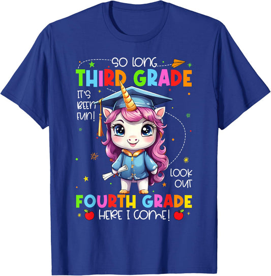 Unicorn So Long 3rd Grade Graduation Last Day Of School T-Shirt - T-Shirt | Royal