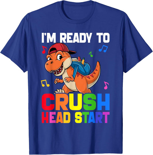 Kids Ready Crush HeadStart First day School Dinosaur Toddler T-Shirt - T-Shirt | Royal