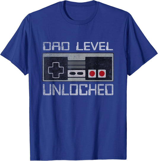 Pregnancy Announcement Dad Level Unlocked First Time Daddy T-Shirt - T-Shirt | Royal