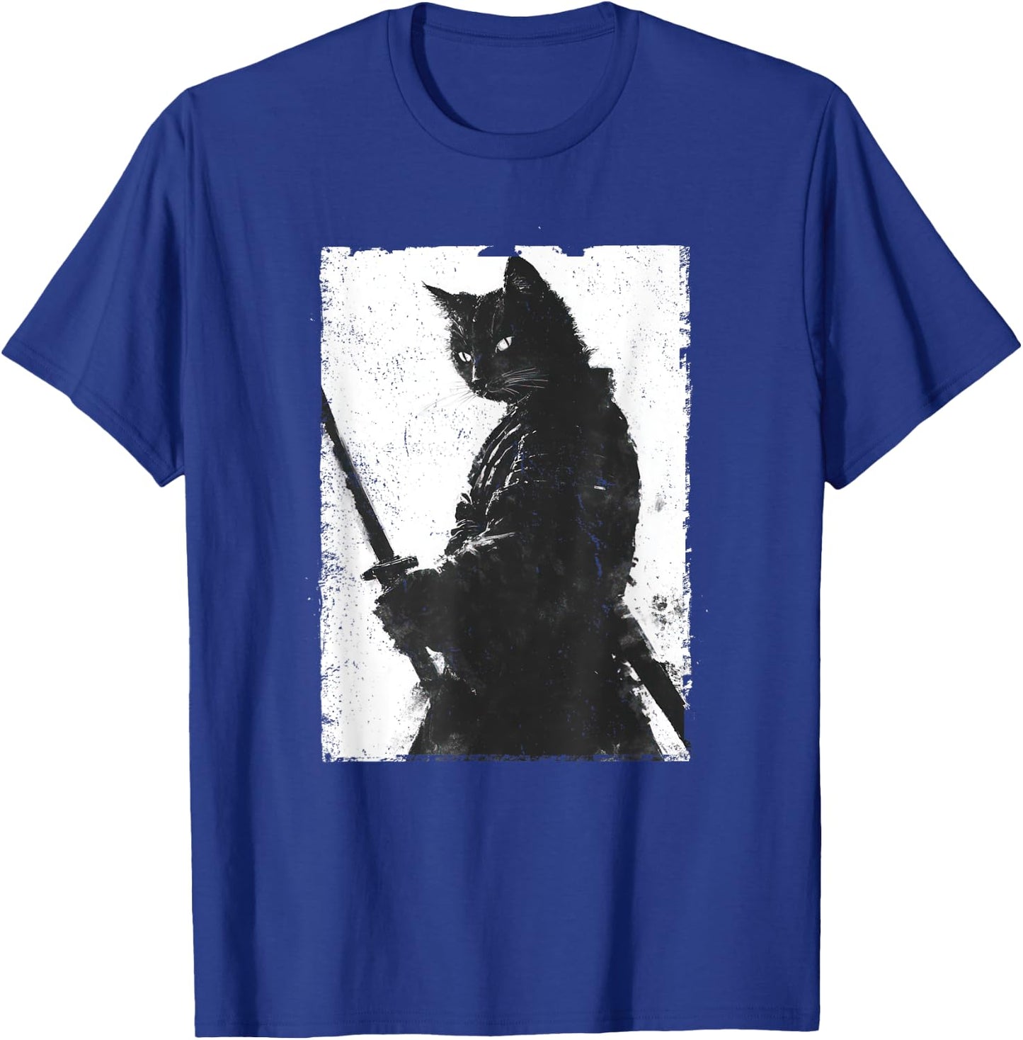 Vintage Samurai Cat Graphic Art Japanese Ukiyo-e Women Girls Kids T-Shirt - T-Shirt | Royal