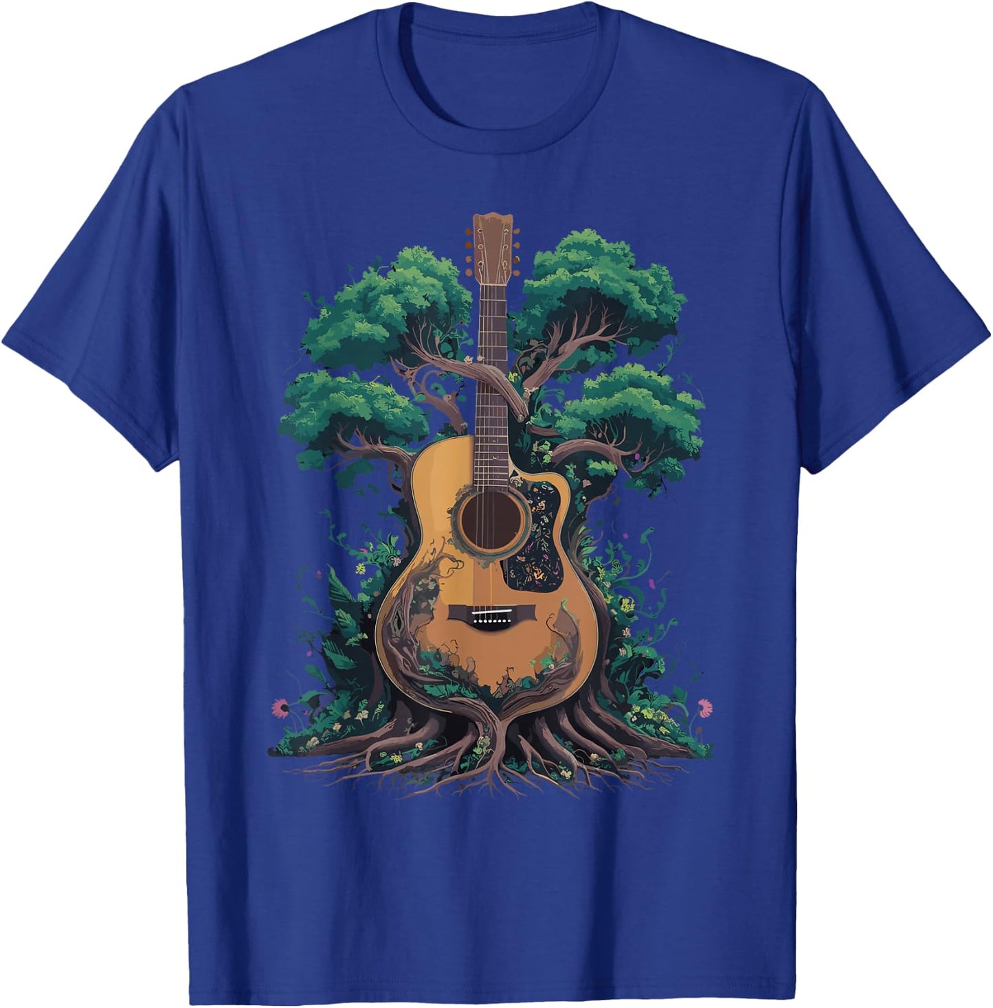 Acoustic Guitar Tree Musician Guitarist T-Shirt - T-Shirt | Royal