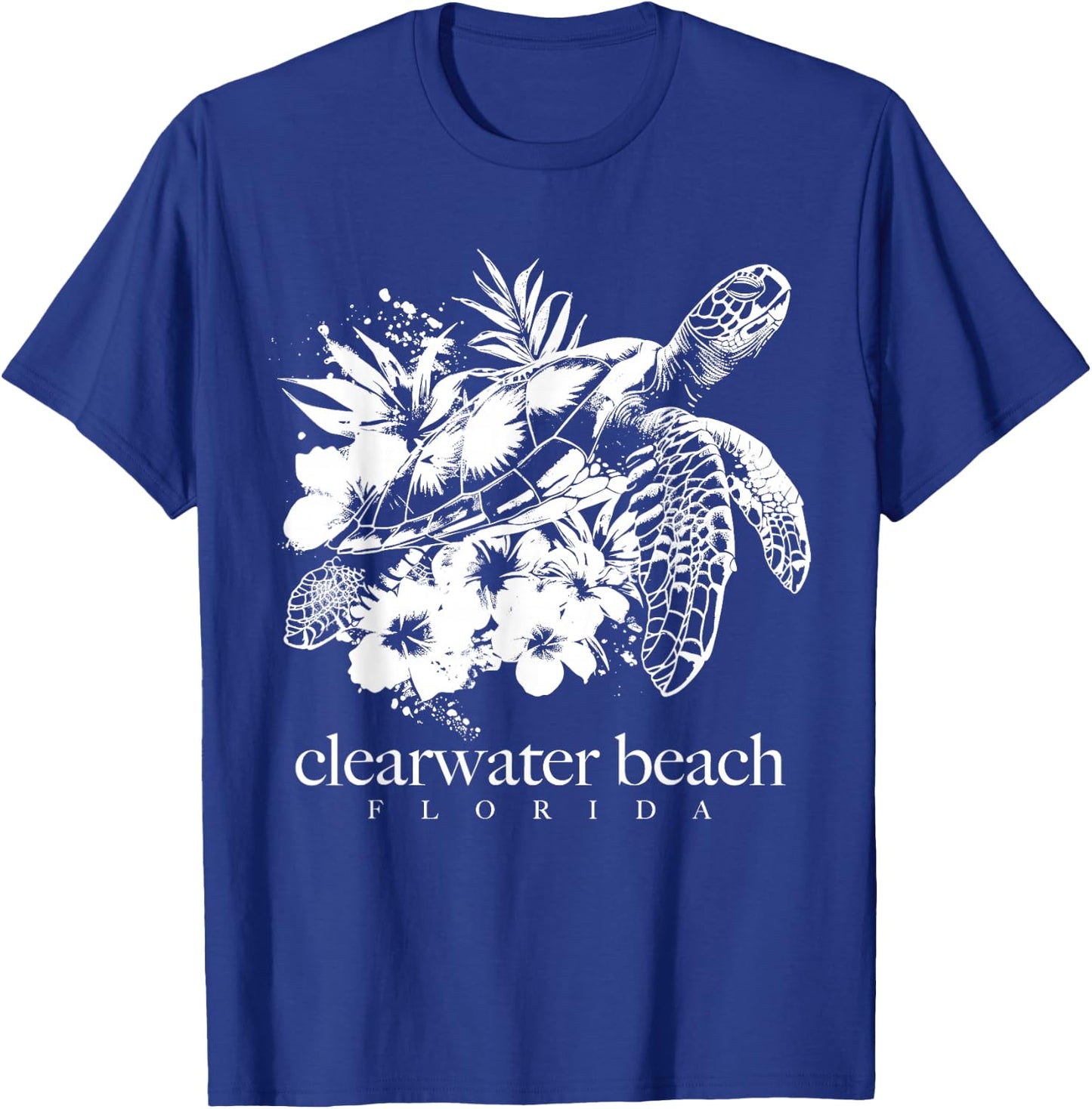 Clearwater Beach Florida Sea Turtle Flowers Surfer Souvenir T-Shirt - T-Shirt | Royal