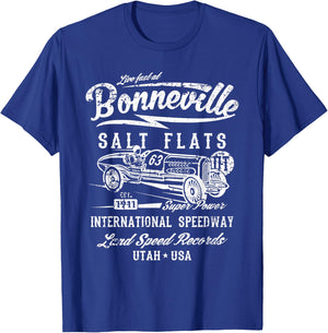 Bonneville Salt Flats Utah Speedway Distressed Design T-Shirt - T-Shirt | Royal