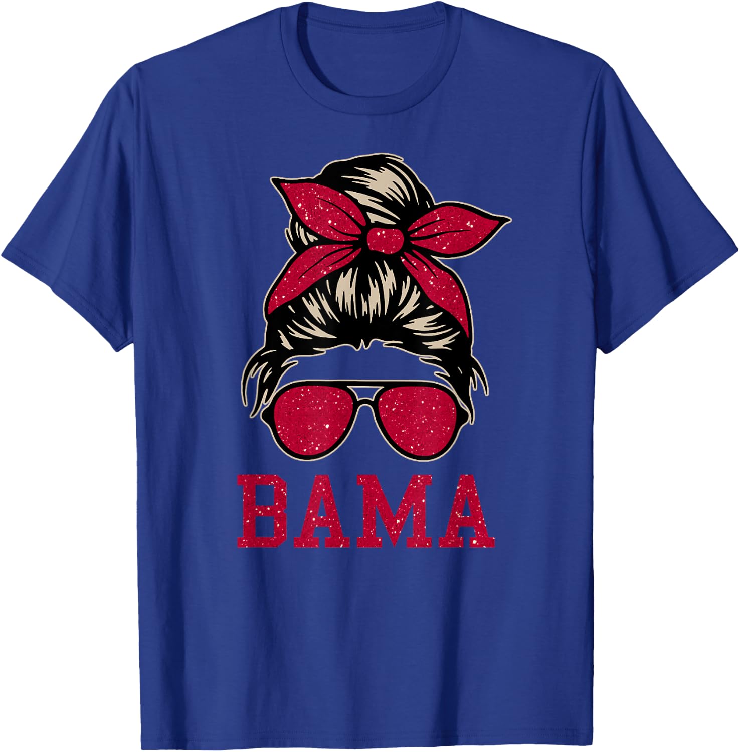 BAMA Women Girl Mom Messy Bun Hair. T-Shirt - T-Shirt | Royal